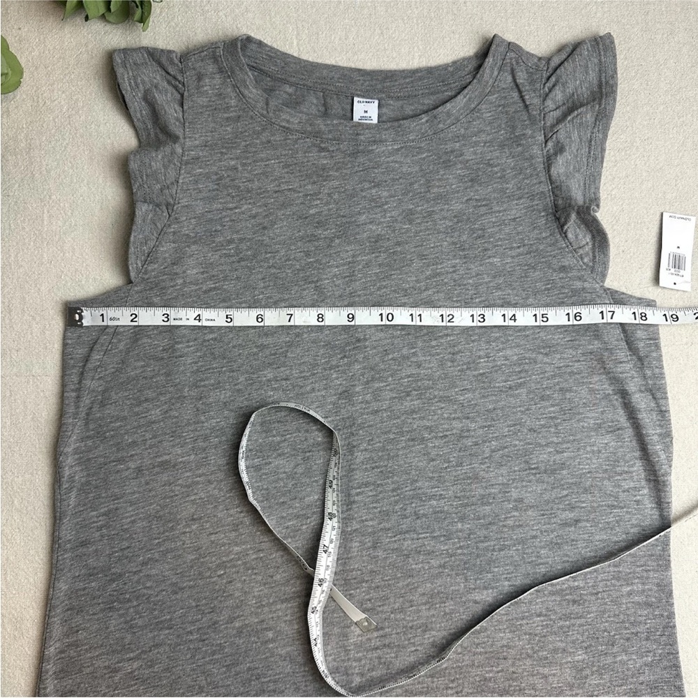 Old Navy Slub Knit Flutter Sleeve Midi Shift Dress Gray Women’s Size M NWT - Picture 4 of 8